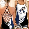 Snoopy Dallas Cowboys Pattern 3D Printed Gift For Snoopy And Dallas Cowboys Fan Net Backless Criss Cross Tanktop