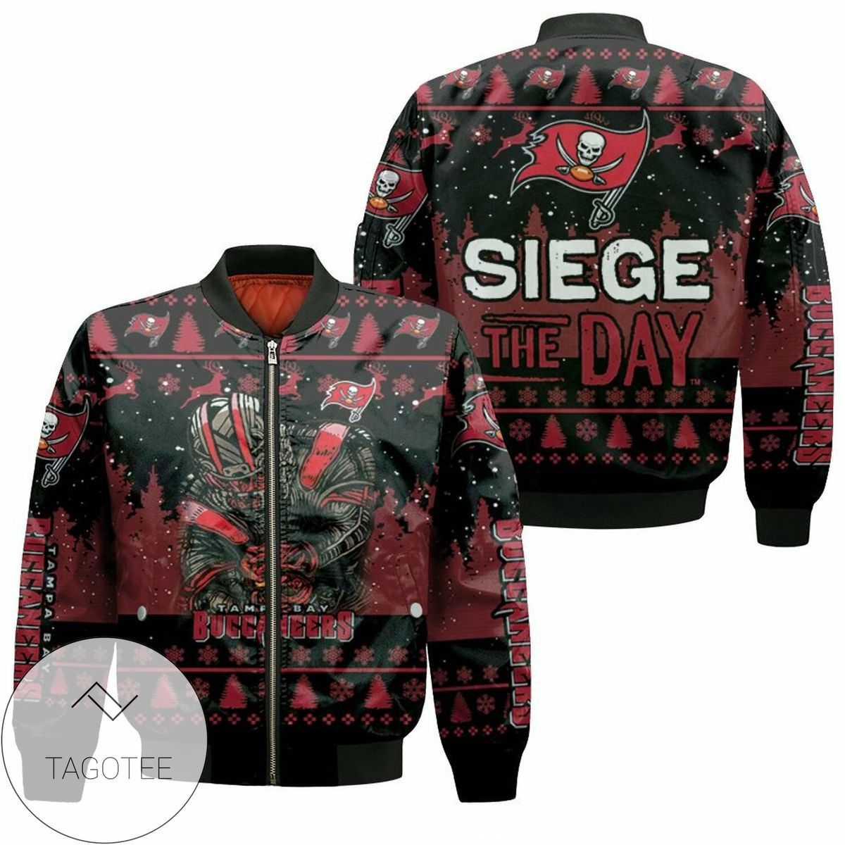 Tampa Bay Buccaneers Siege The Day Christmas Pattern For Fan 3D Printed Bomber Jacket
