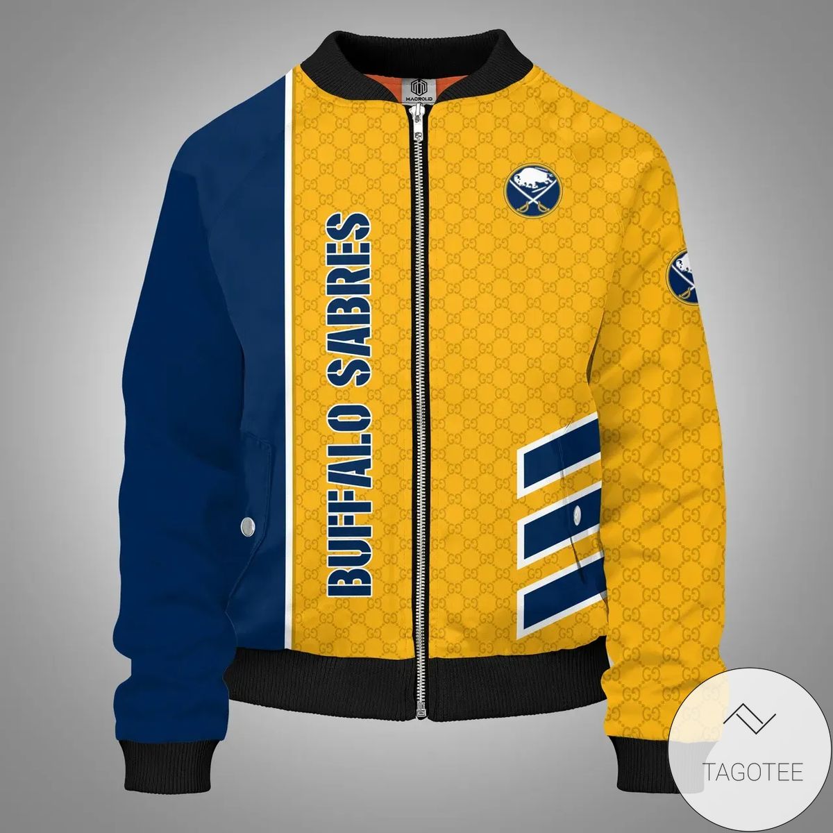 Yellow Blue Buffalo Sabres Logo Team 3d Printed Unisex Bomber Jacket