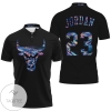 Bulls Michael Jordan Iridescent Holographic Black Jersey Inspired All Over Print Polo Shirt