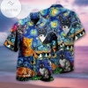 Amazing Starry Night Cat Hawaiian Aloha Shirts