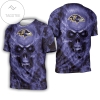 Baltimore Ravens Nfl Fan Skull 3d All Over Print T-shirt