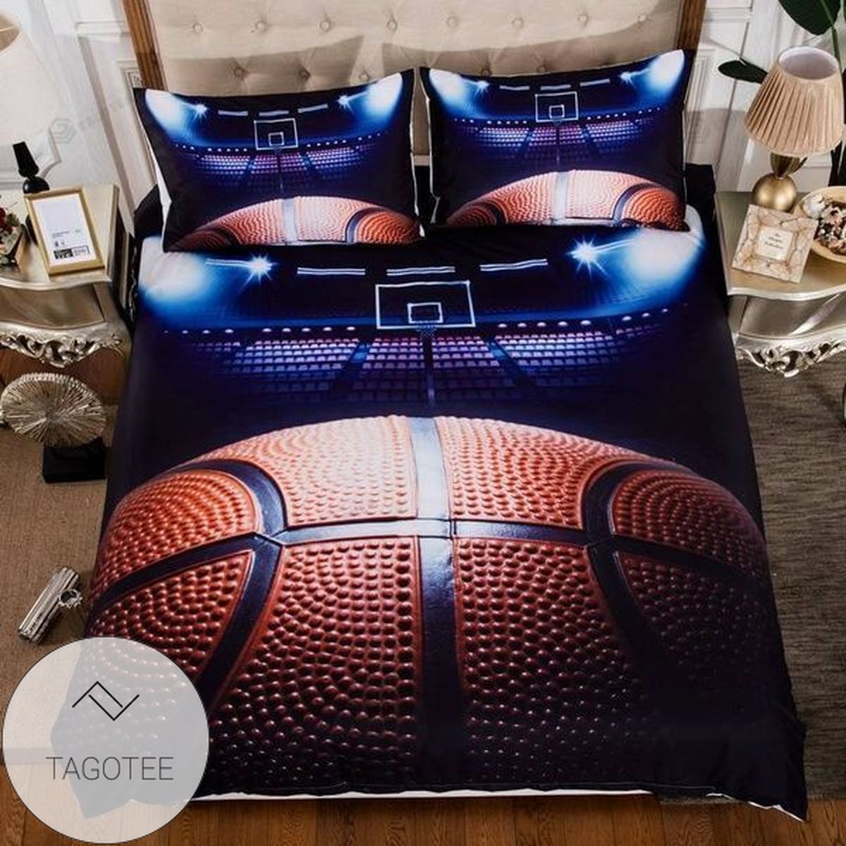 Basketball Court At Night Cotton Bed Sheets Spread Comforter Duvet Cover Bedding Sets 2022