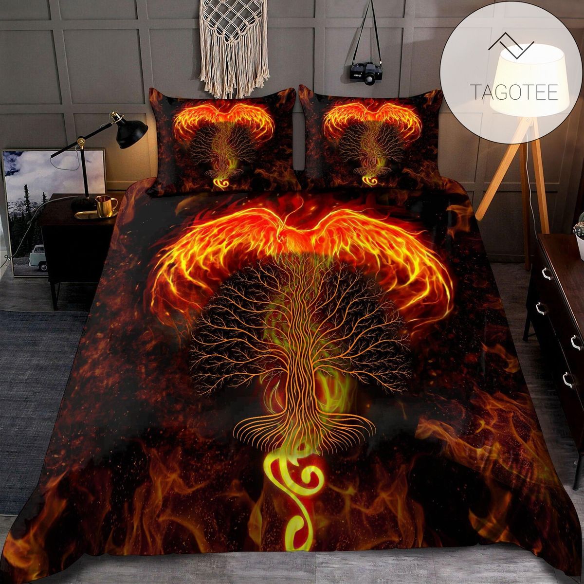 Beautiful Phoenix And Tree Of Life Duvet Cover Bedding Set 2022