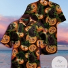 Black Cat Pumpkin Halloween Hawaiian Aloha Shirts