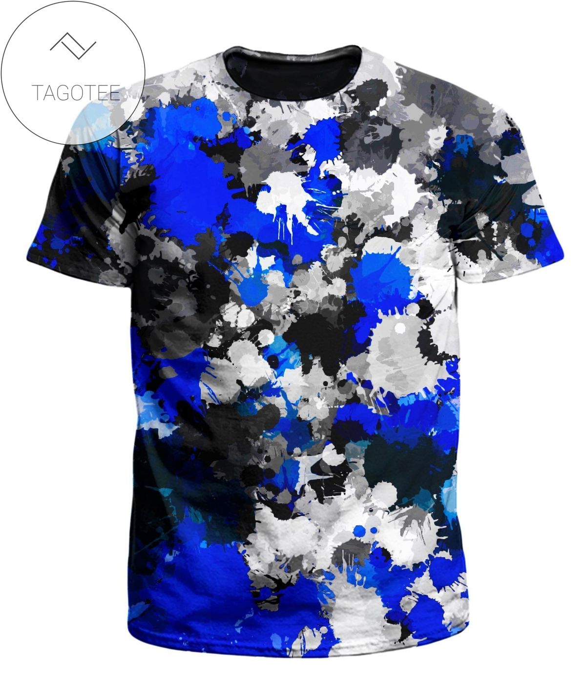 Blue And Grey Paint Splatter Men’s All Over Print T-shirt