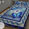 Blue Butterfly Quilt Bedding Set 2022