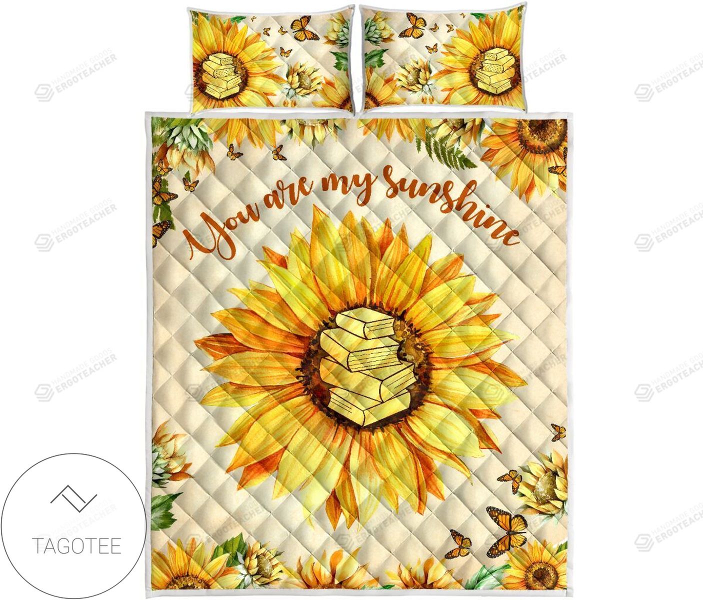 Book Sunflower Butterfly Watercolor Quilt Bedding Set 2022