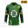 Boston Bruins NHL 2022 St Patrick Day Custom Name Custom Number Hockey Jersey