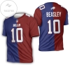 Buffalo Bills Cole Beasley #10 Great Player Nfl Vapor Limited Royal Red Two Tone Jersey Style Gift For Bills Fans 3d All Over Print T-shirt