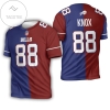 Buffalo Bills Dawson Knox #88 Great Player Nfl Vapor Limited Royal Red Two Tone Jersey Style Gift For Bills Fans 3d All Over Print T-shirt