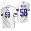 Buffalo Bills Matt Milano #58 Nfl Great Player American Football Team Game White 3d Designed Allover Gift For Bills Fans 3d All Over Print T-shirt