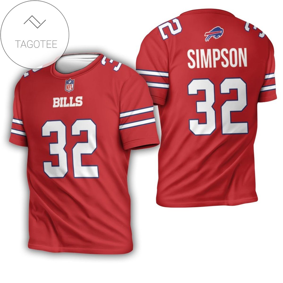 Buffalo Bills O. J. Simpson #32 Great Player Nfl American Football Red Color Rush Jersey Style Gift For Bills Fans 3d All Over Print T-shirt
