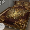 Butterfly Floral Mandala Gold Quilt Bedding Set 2022