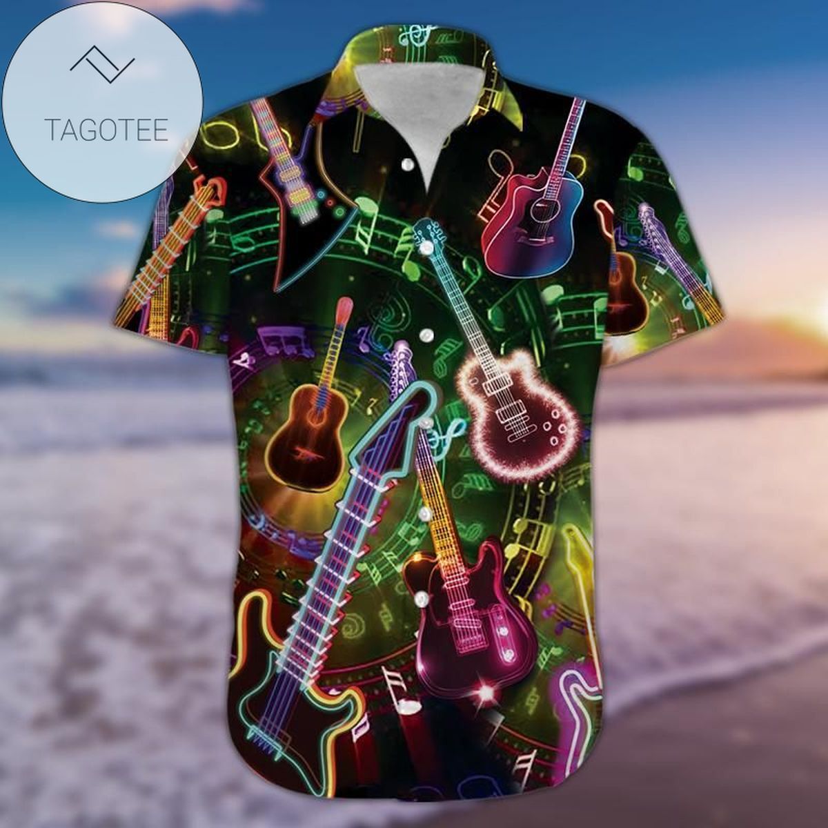 Buy Colorful Neon Guitar Authentic Hawaiian Shirt 2022 050321h