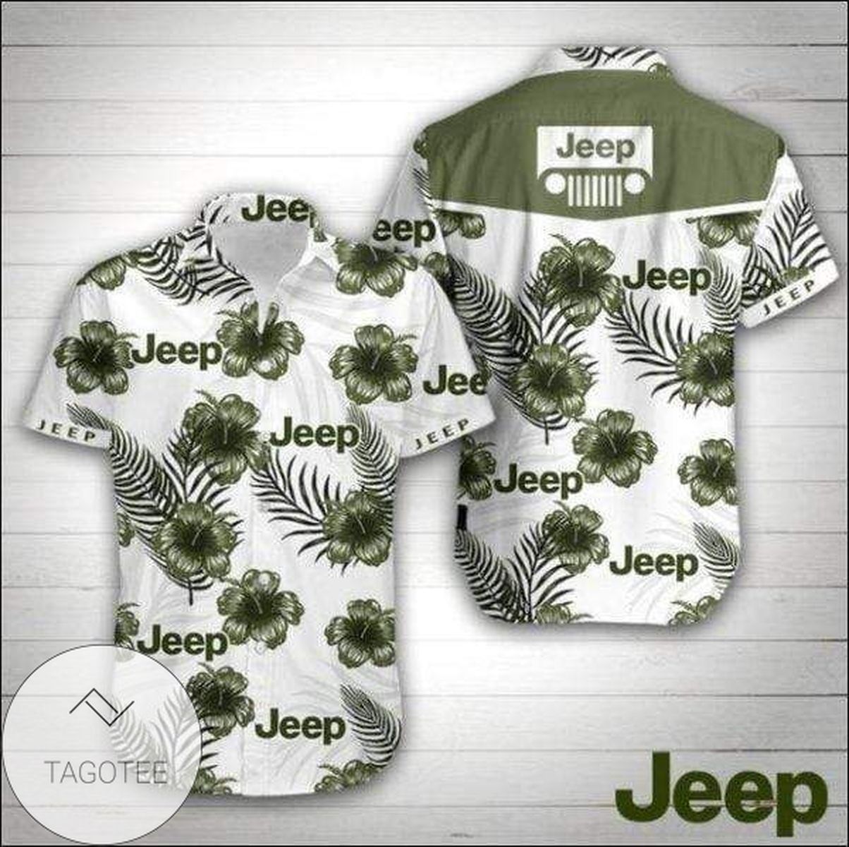Buy Jeep Green Hibiscus White Unisex 2022 Authentic Hawaiian Shirts