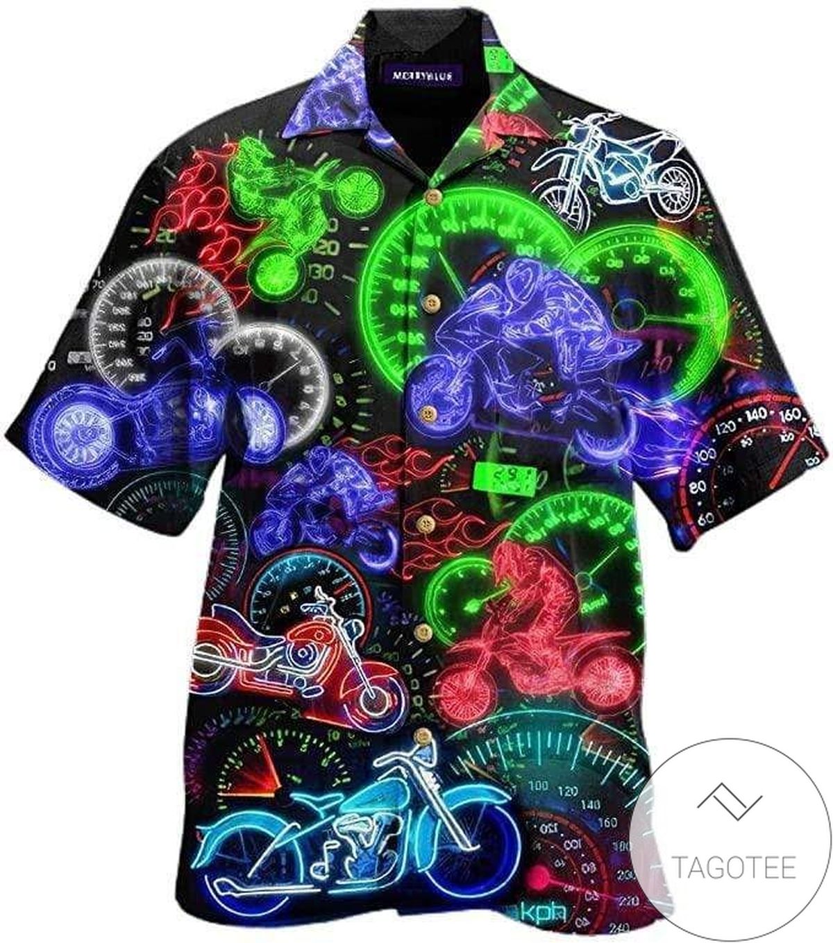 Buy Motorcycles Riding Motorbikes Speed Lover Flame Neon Lights Colorful Unisex Hawaiian Aloha Shirt