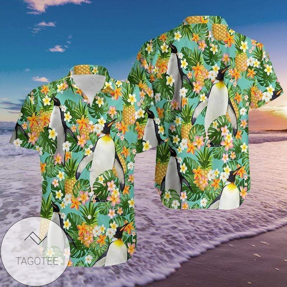Buy Penguin With Pineapple Tropical Summer Hawaiian Shirts