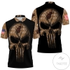 Camouflage Skull Heat American Flag All Over Print Polo Shirt