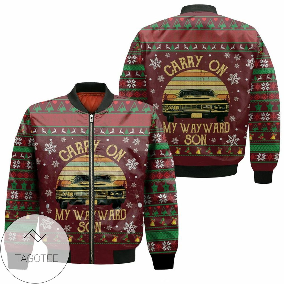 Carry On My Wayward Son Supernatural Retro Ugly Christmas 3D T Shirt Hoodie Sweater Jersey Bomber Jacket