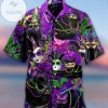 Cat Mardi Gras Purple Black Hawaiian Aloha Shirts