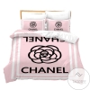 Chanel Flowers Pink Bedding Sets Duvet Cover Sheet Cover Pillow Cases Luxury Bedroom Sets 2022