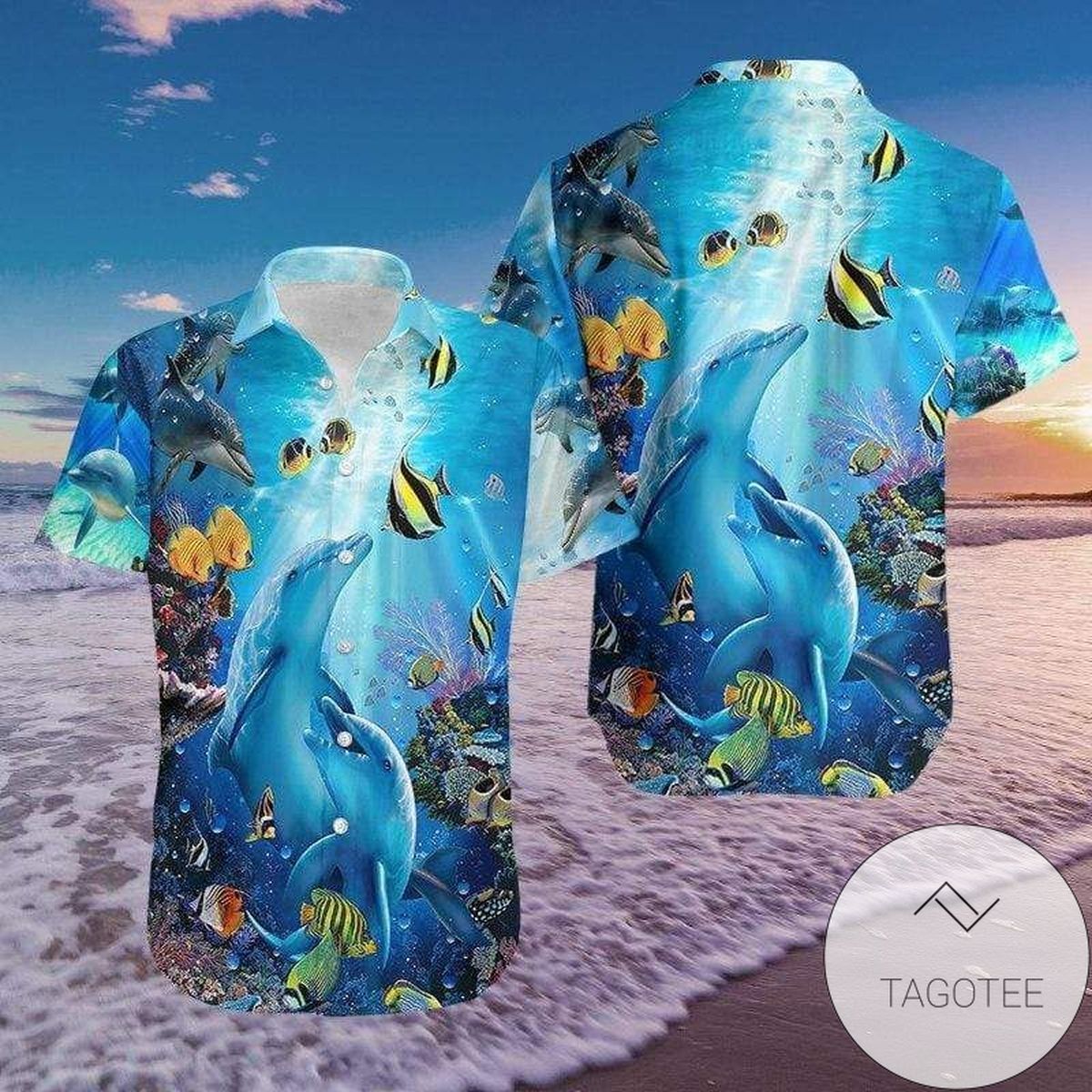 Check Out This Awesome Amazing Dolphin In Ocean Unisex Hawaiian Aloha Shirts
