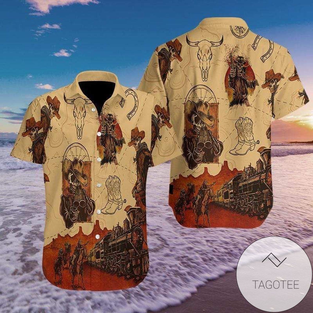 Check Out This Awesome Hawaiian Aloha Shirts Skull Cowboy 1009l