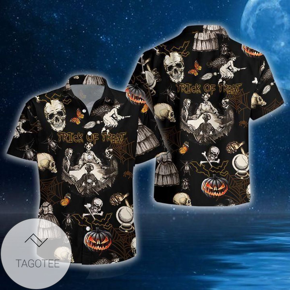 Check Out This Awesome Skull Halloween Hawaiian Shirt