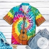 Check Out This Awesome Tie-dye Guitar Hippie Hawaiian Aloha Shirts