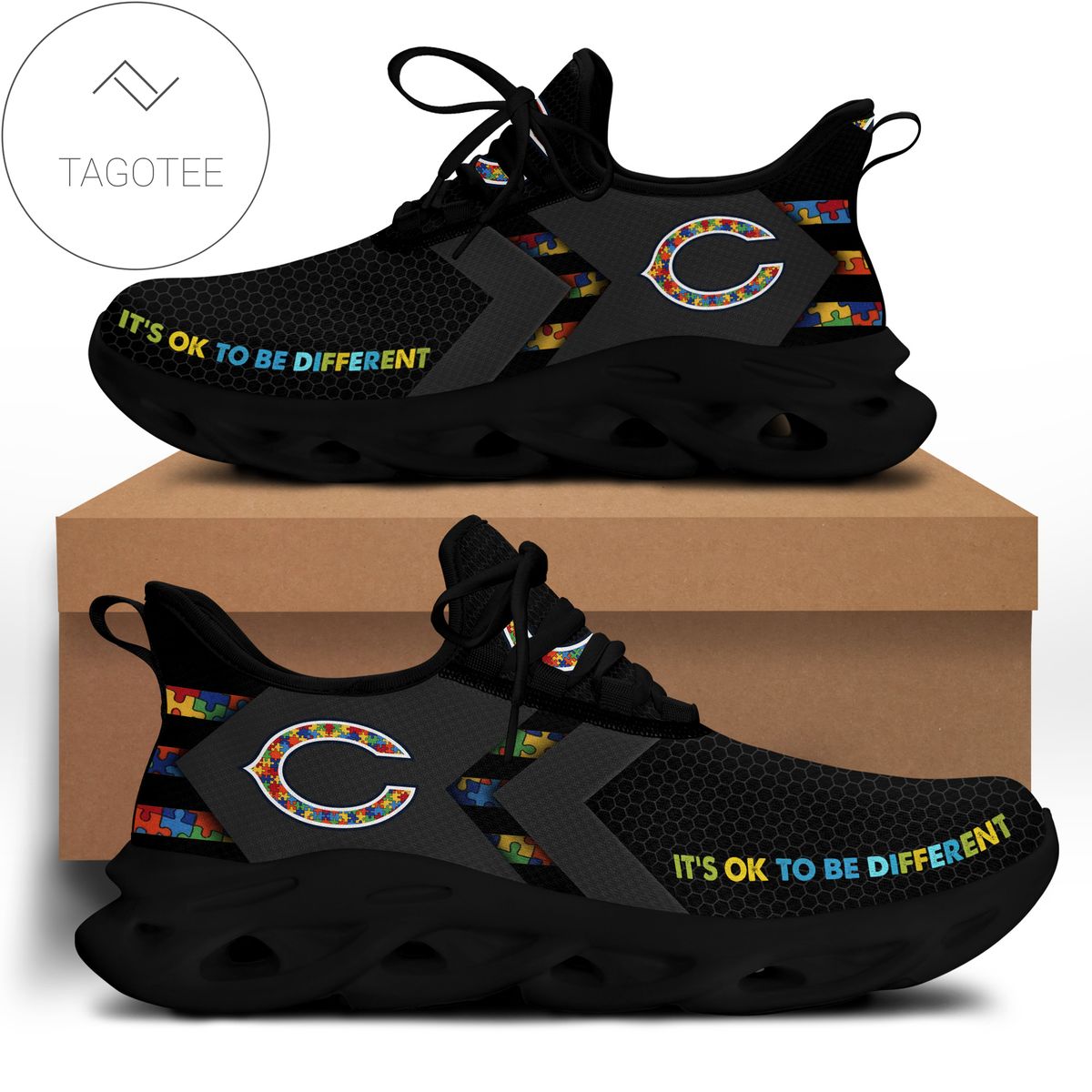 Chicago Bears Autism It s Ok To Be Different Clunky Sneaker Max Soul Shoes