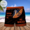 Chicago Bears- Stop Staring At My Balls Funny Men Beach Shorts