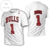 Chicago Bulls Derrick Rose #1 Nba Great Player Throwback White Jersey Style Gift For Bulls Fans 3d All Over Print T-shirt