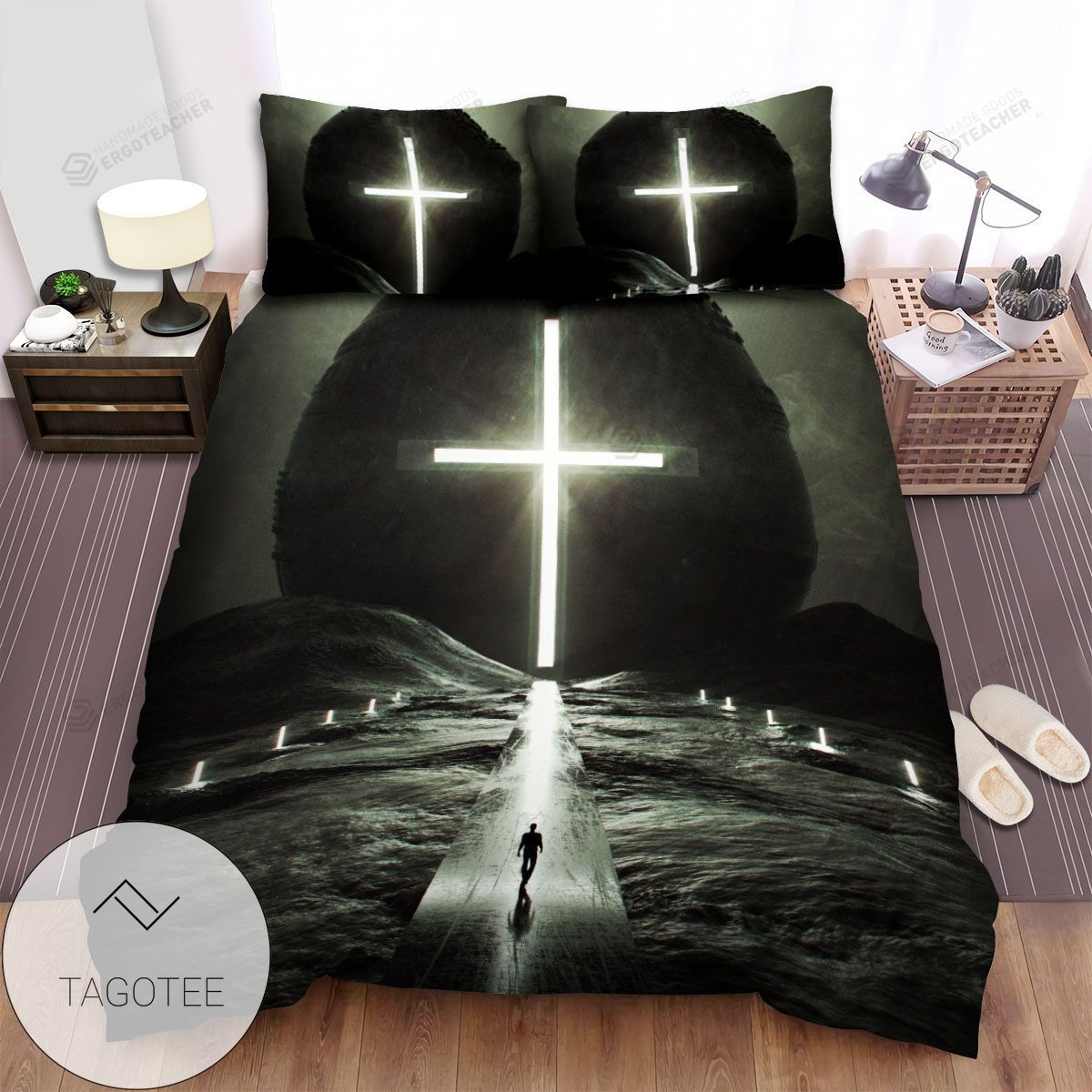 Christianity Black And White Christian Cross Bed Sheets Spread Comforter Duvet Cover Bedding Sets 2022