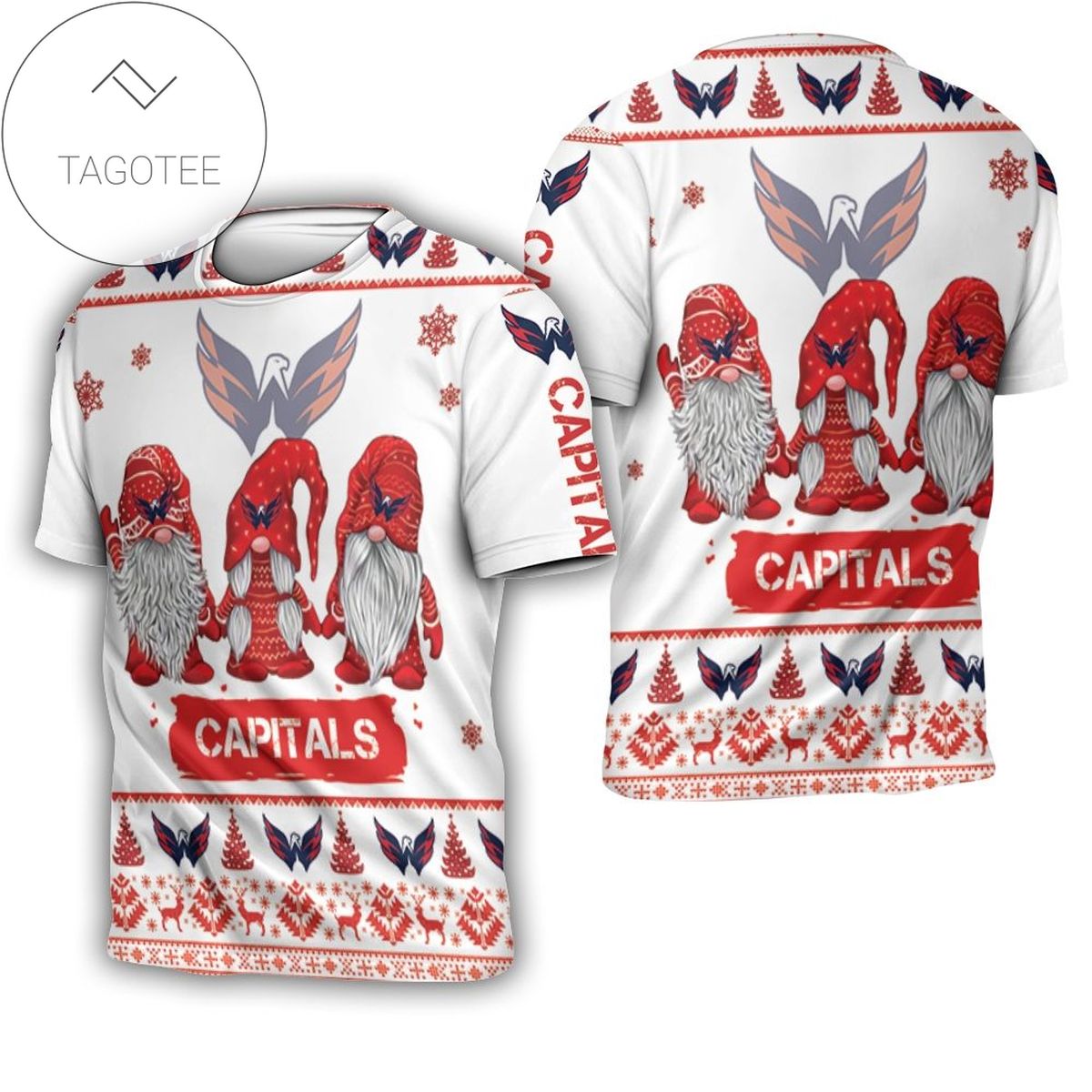 Christmas Gnomes Washington Capitals Ugly Sweatshirt Christmas 3d All Over Print T-shirt