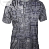 Circuit Board Black And White Mens All Over Print T-shirt