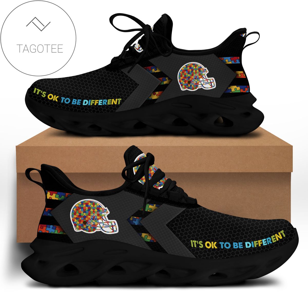 Cleveland Browns Autism It s Ok To Be Different Clunky Sneaker Max Soul Shoes
