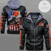 Cleveland Browns Proud American Flag Leather Jacket Zip Hoodie
