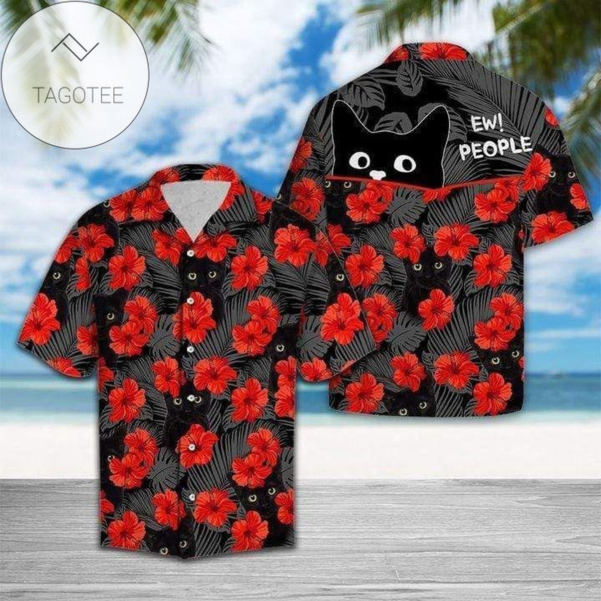 Cover Your Body With Amazing Black Cat Ew People Hawaiian Aloha Shirts H