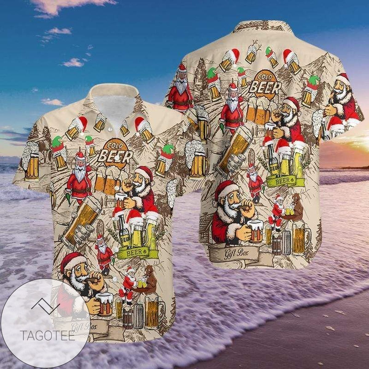 Cover Your Body With Amazing Drinking Beer With Santa Claus Christmas 2022 Authentic Hawaiian Shirts