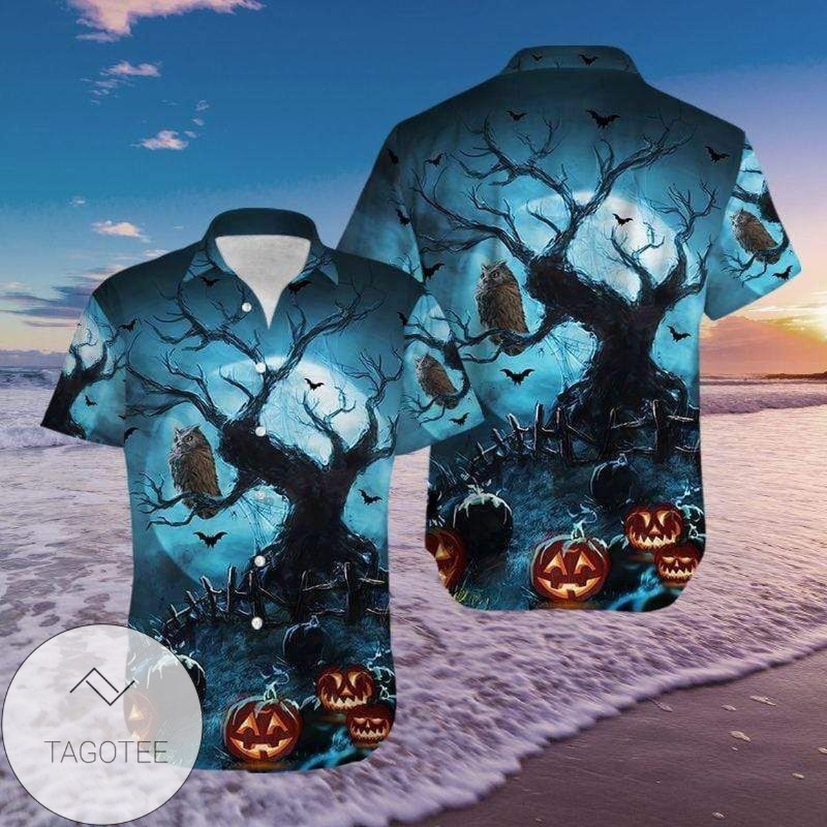 Cover Your Body With Amazing Owl Night With Pumpkin Halloween 2022 Authentic Hawaiian Shirts 1010h