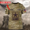 Customized US Army Veteran Full Printed T-Shirt