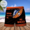 Denver Broncos- Stop Staring At My Balls Funny Men Beach Shorts