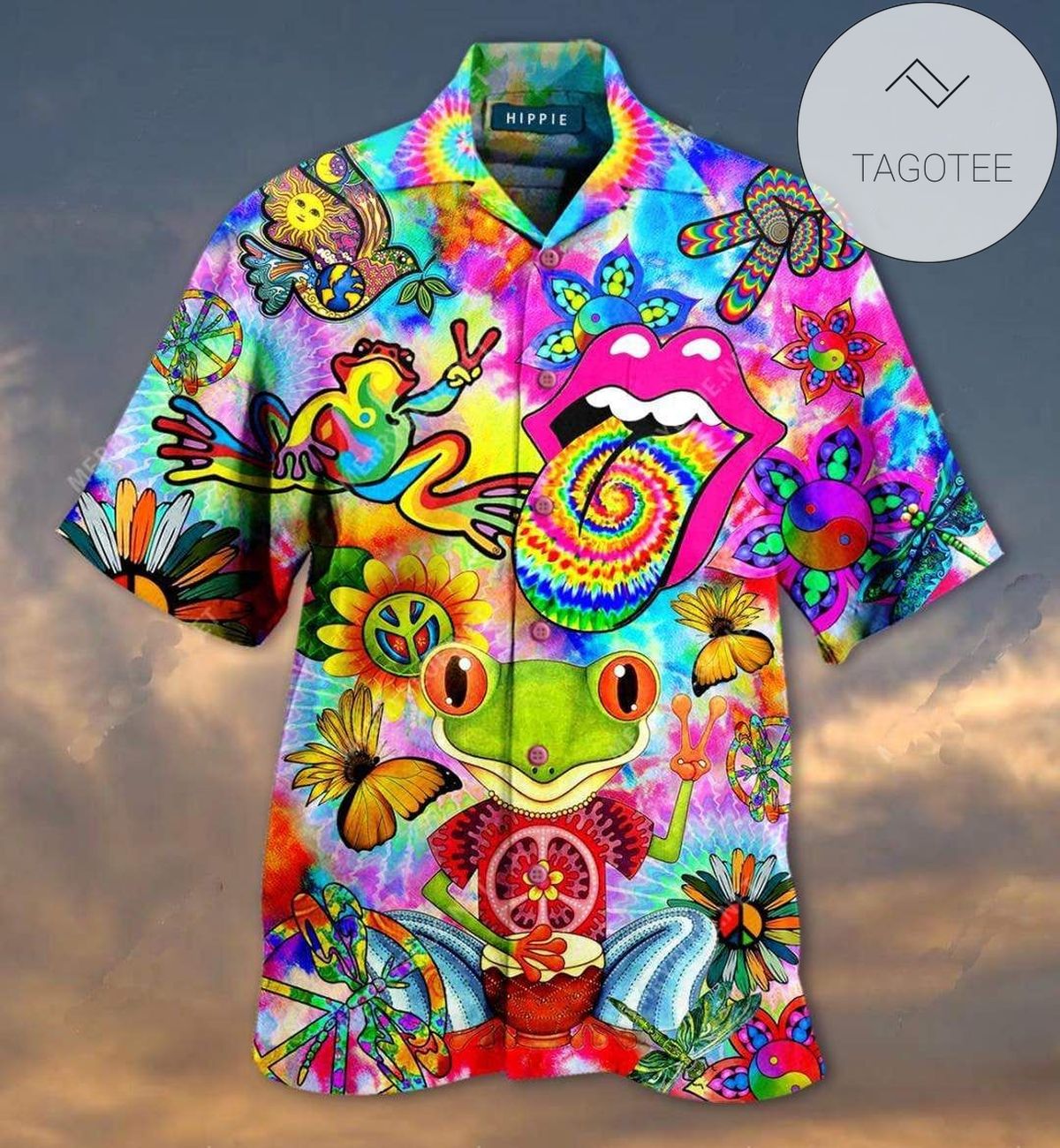 Feeling Groovy Hippy Frog Unisex 2022 Authentic Hawaiian Aloha Shirts