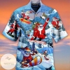 Find Happy Santa Claus Skateboarding Blue Red Hawaiian Aloha Shirts