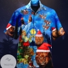 Funny Santa Lion Blue 2022 Authentic Hawaiian Shirts