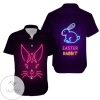 Get Here Bunny Neon Pink Happy Easter Day 2022 Authentic Hawaiian Shirts V