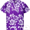 Get Here Flower White Background Purple Funky Hawaiian Aloha Shirts
