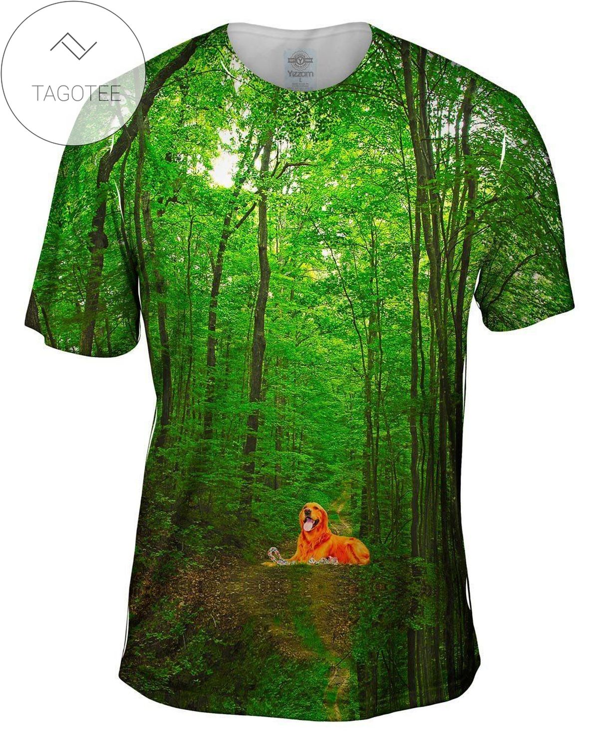 Golden Retriever Forest Mens All Over Print T-shirt