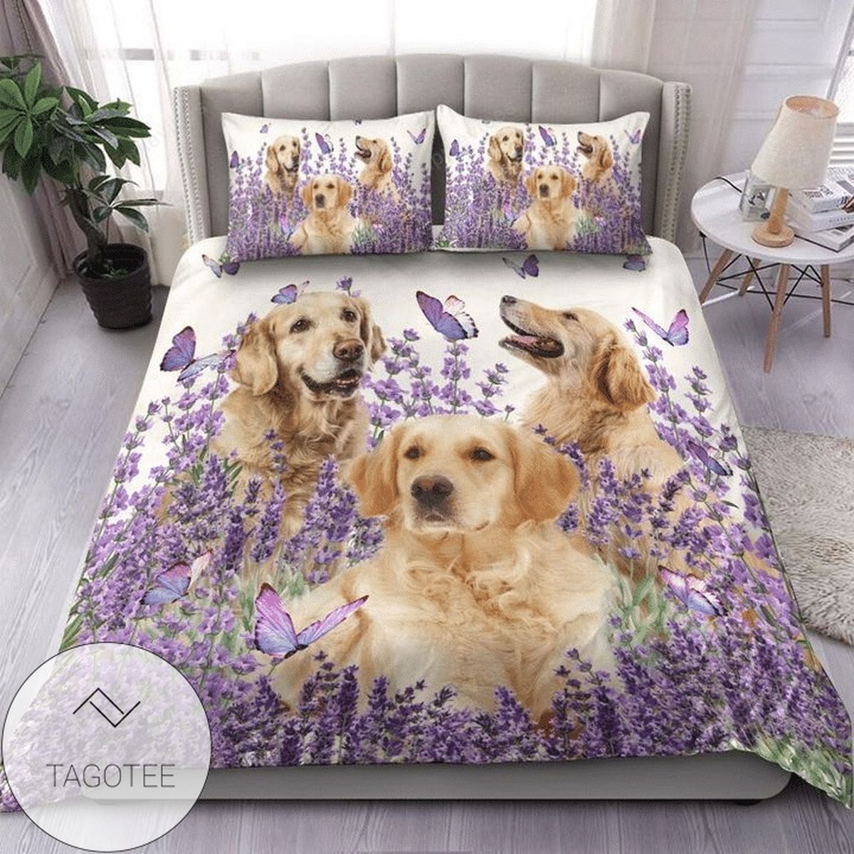 Golden Retriever Purple Flower Dog Animal 196 Bedding Set 2022